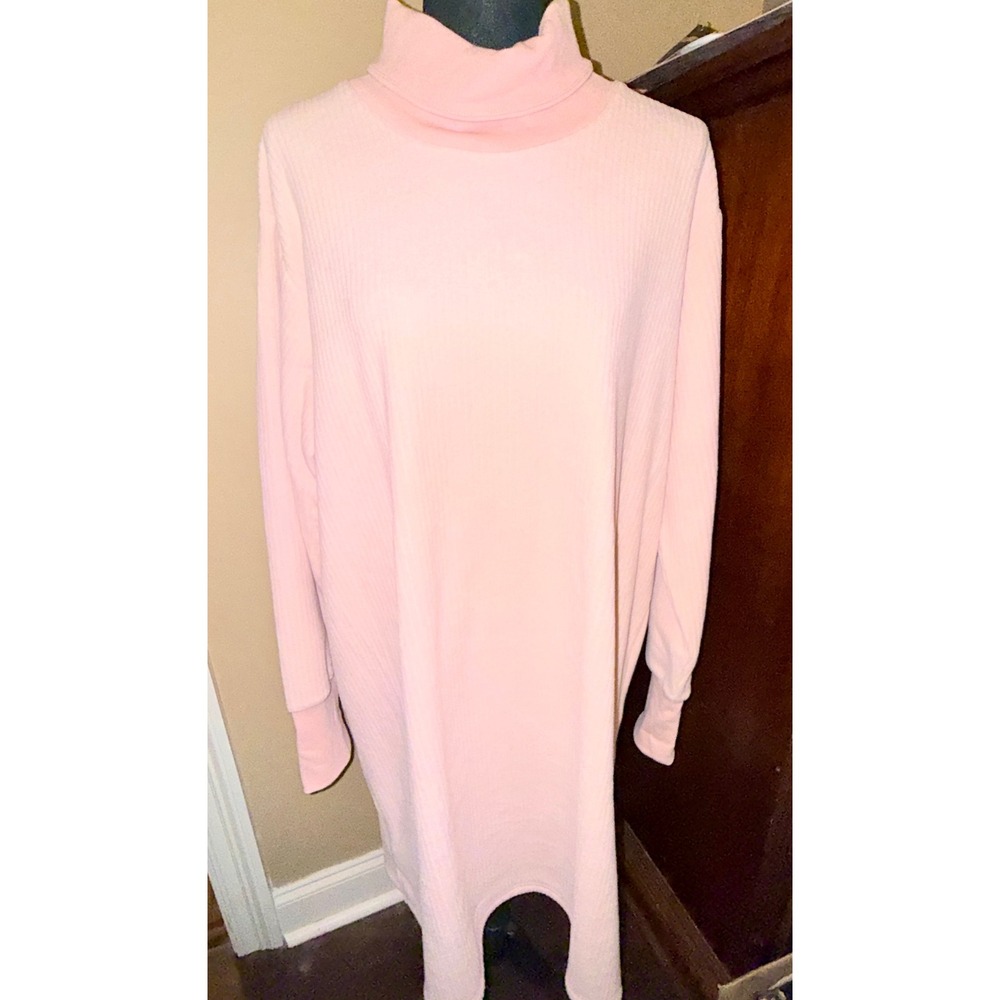Columbia Tunic Top Women 1X Pink Excellent Turtleneck Ribbed Knit AW5492